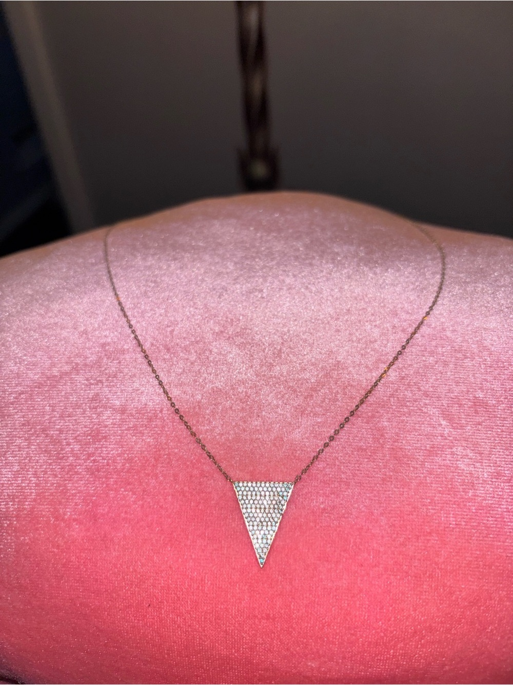 NADRI Delicate Pave Triangle Pendant Necklace